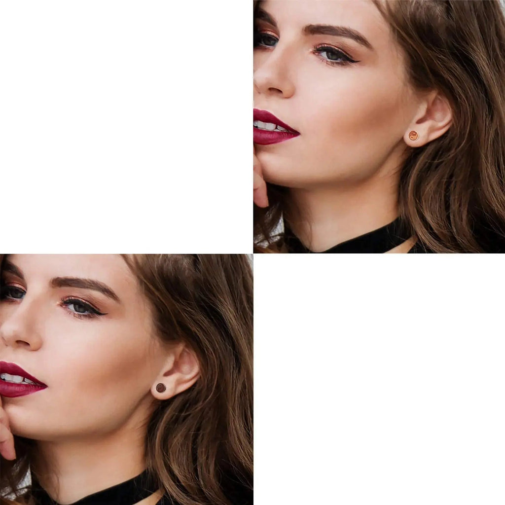 Σκουλαρίκια καρφάκια από ξύλο Yin Yang γυναικεία