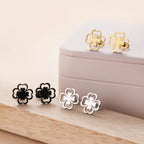 Σκουλαρίκια καρφίτσα με φύλλο τετράφυλλου τριφυλλιού χρυσό