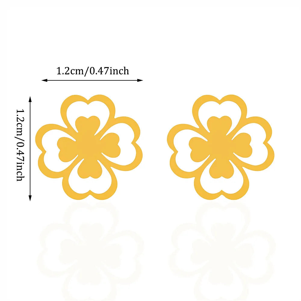 Σκουλαρίκια καρφίτσα με φύλλο τετράφυλλου τριφυλλιού