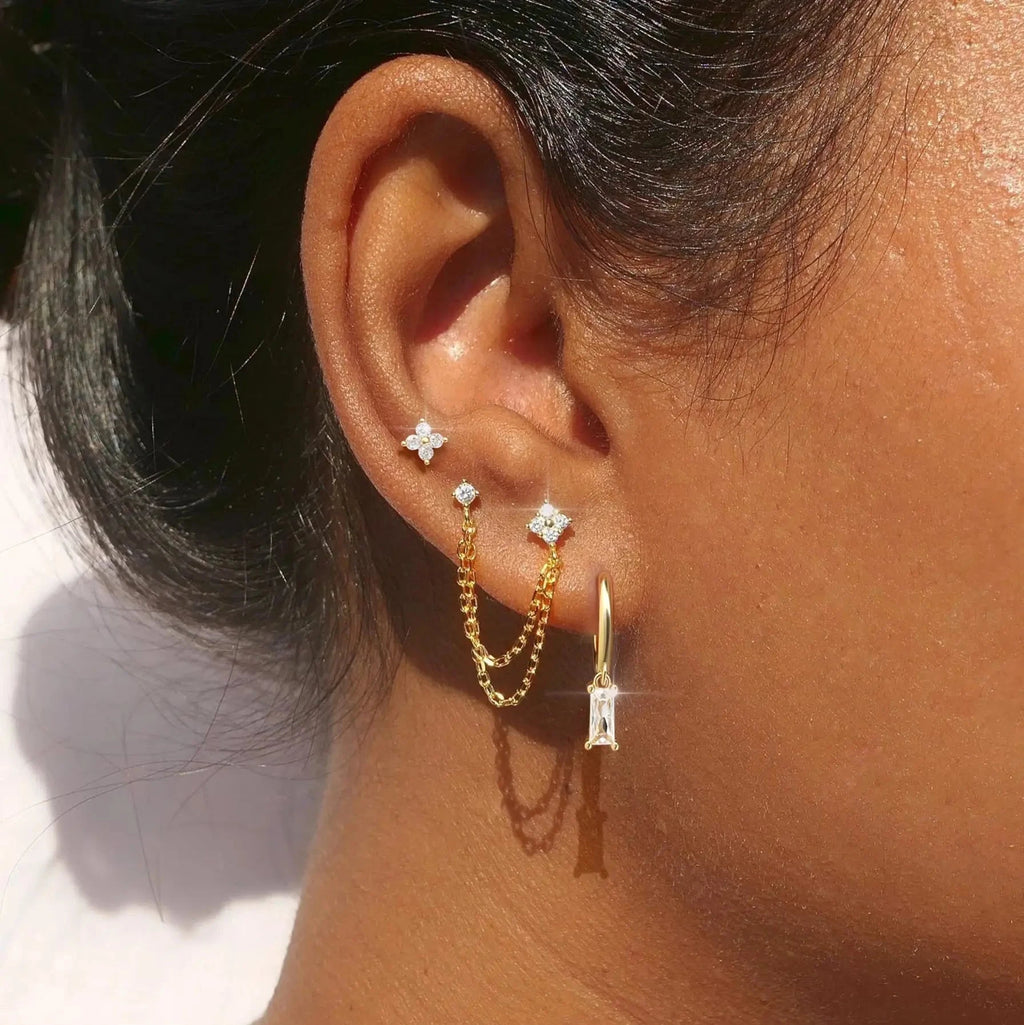 Σκουλαρίκια καρφίτσα αστέρια με κρύσταλλο