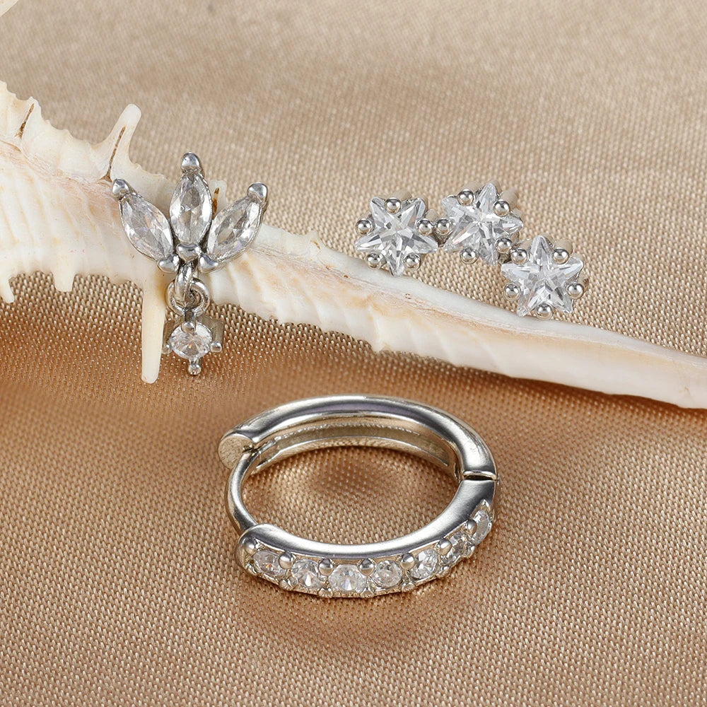 Σκουλαρίκια Καρφάκια Αστέρια με Ζιρκόν για Γυναίκες ασημί