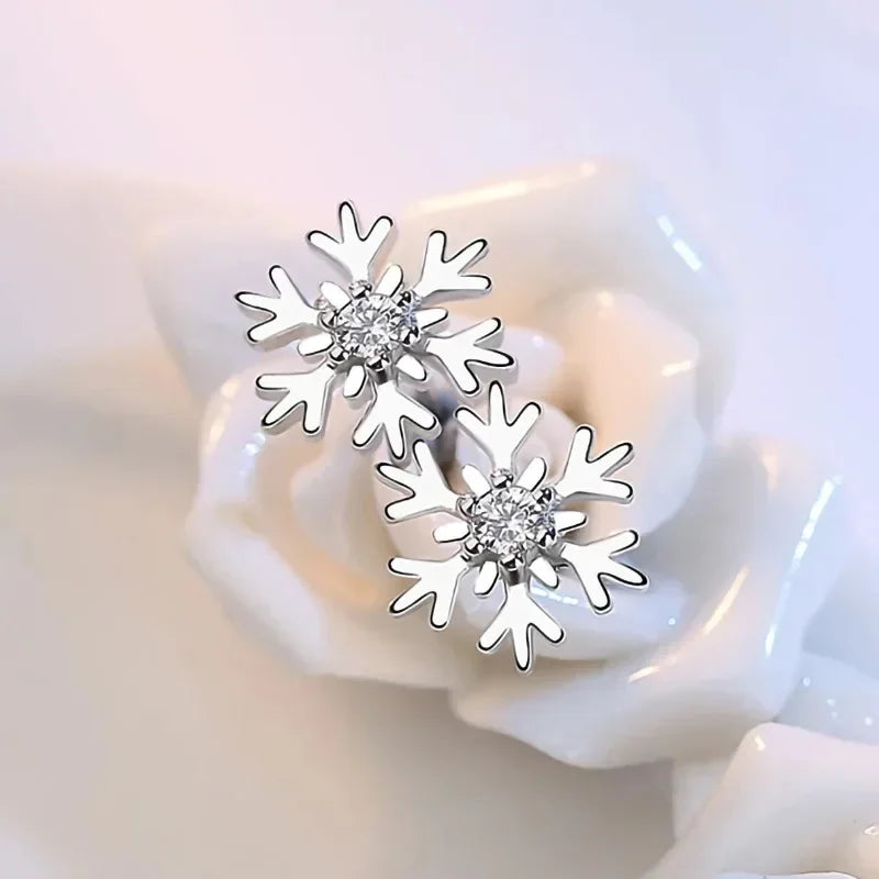 Σκουλαρίκια καρφάκια χιονονιφάδα με ζιργκόν