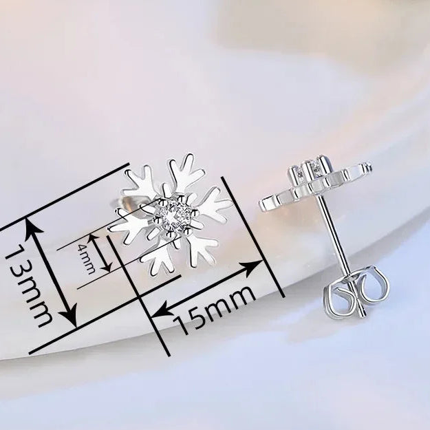 Σκουλαρίκια καρφάκια χιονονιφάδα με ζιργκόν