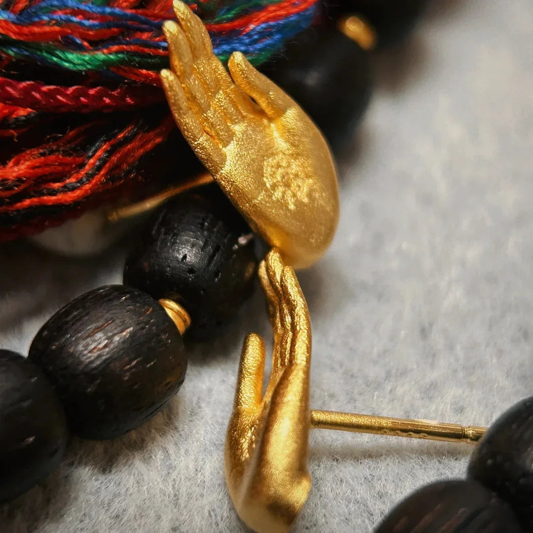 Σκουλαρίκια Καρφάκια Χέρι του Βούδα χρυσό