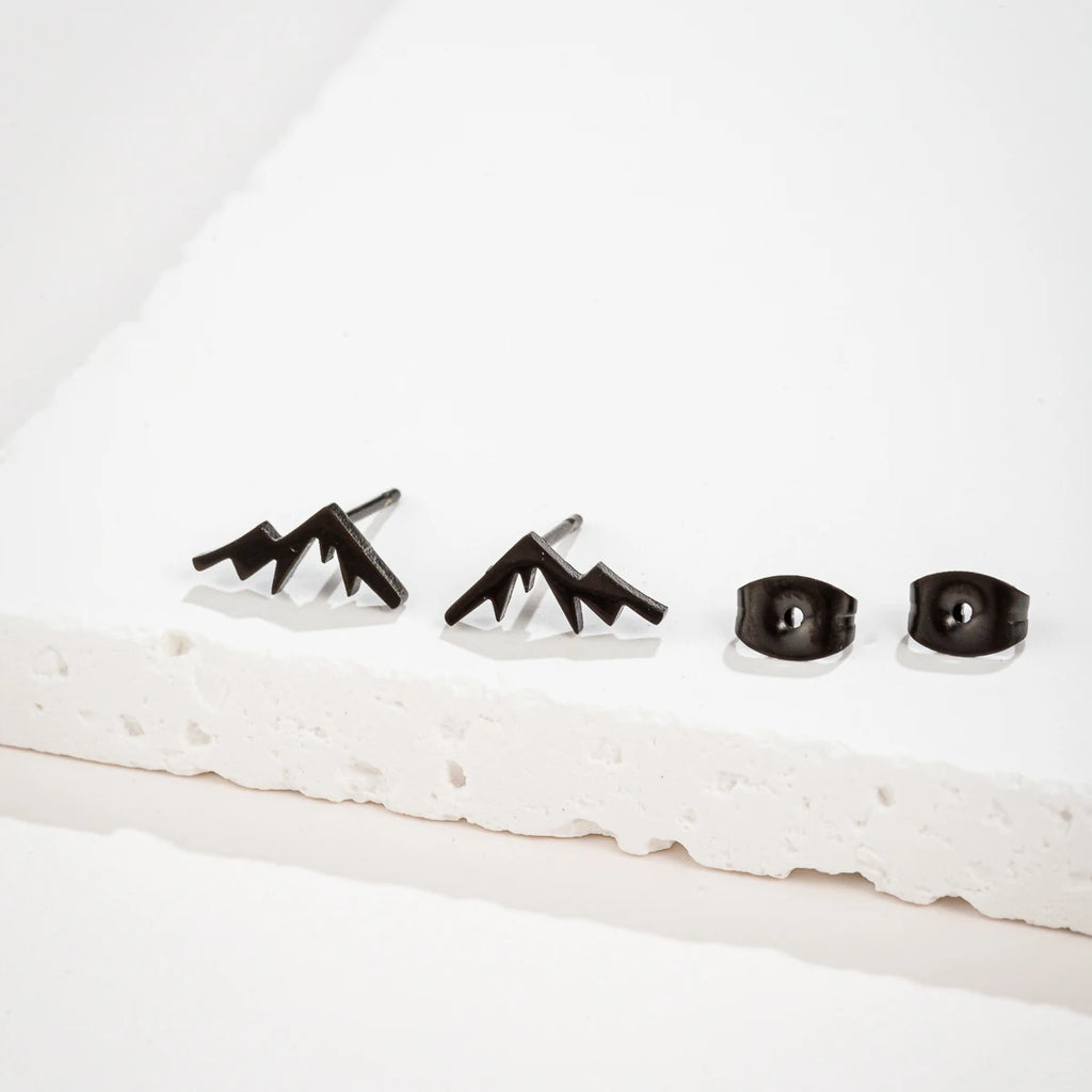 Σκουλαρίκια καρφάκια βουνό για γυναίκα ή άνδρα μαύρο