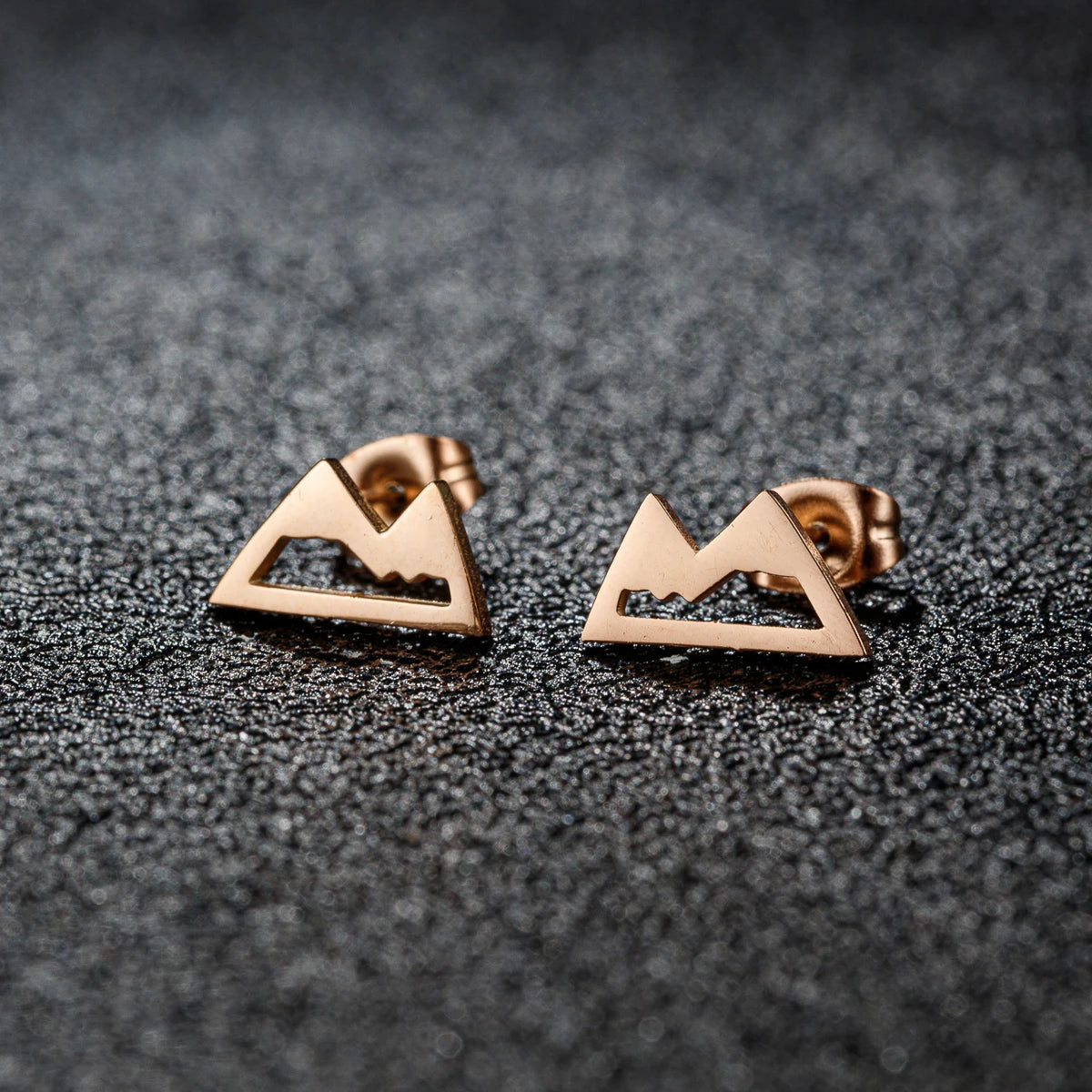 Boucles d'Oreilles Clou Montagnes Minimalistes or rose