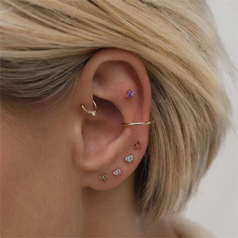 Boucles d'Oreilles Clou Pierre de Naissance