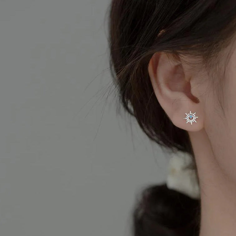 Σκουλαρίκια καρφάκια ήλιος με ζιρκόν