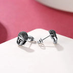 Σκουλαρίκια καρφίτσα με κεφάλι Βούδα ασημί