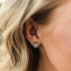 Σκουλαρίκια καρφίτσα με κεφάλι Βούδα ασημί