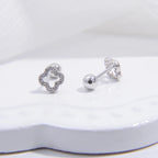 Σκουλαρίκια καρφίτσα Τετράφυλλο Τριφύλλι ασημί