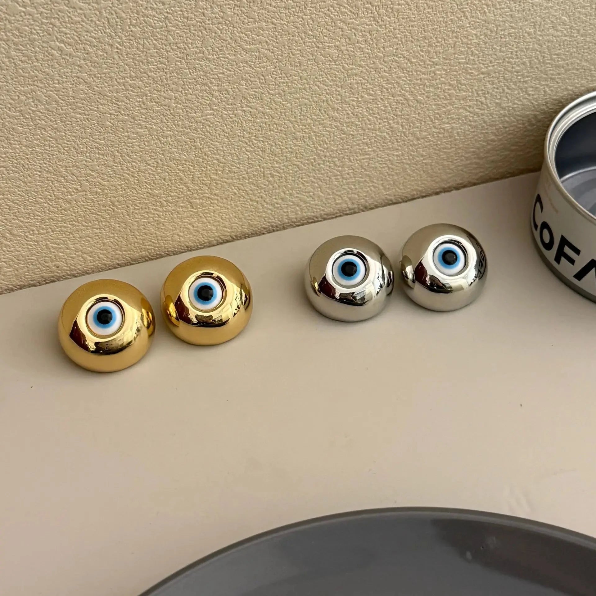 Σκουλαρίκια καρφάκια Vintage κατά του Κακού Ματιού χρυσό