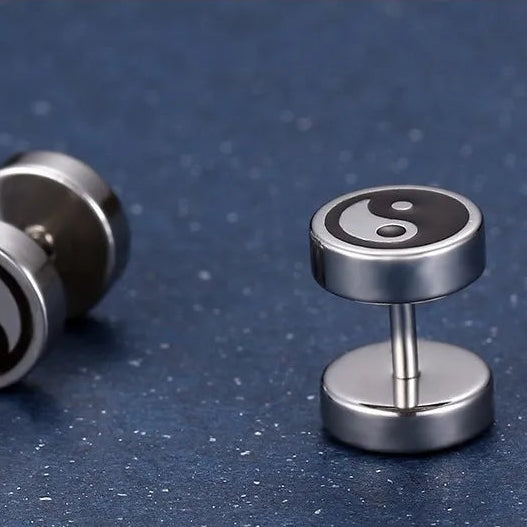 Σκουλαρίκια καρφίτσα Yin Yang για άνδρες