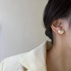 Σκουλαρίκια Καρδιά Κουμπωτά Γυναικεία λευκά