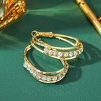 Σκουλαρίκια κρίκοι με στρας χρυσά Loriele 