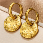 Boucles d'oreilles créoles rondes soleil et lune