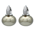 Σκουλαρίκια κρίκοι με μπλε μαργαριτάρι και ζιργκόν ασημί και μπεζ