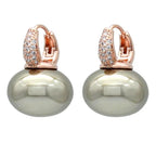 Σκουλαρίκια κρίκοι με μπλε μαργαριτάρι και ζιργκόν χρυσό και μπεζ