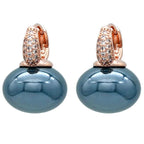 Σκουλαρίκια κρίκοι με μπλε μαργαριτάρι και ζιργκόν χρυσό και μπλε