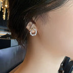 Σκουλαρίκια κρίκοι με μαργαριτάρια και φιόγκο πεταλούδα