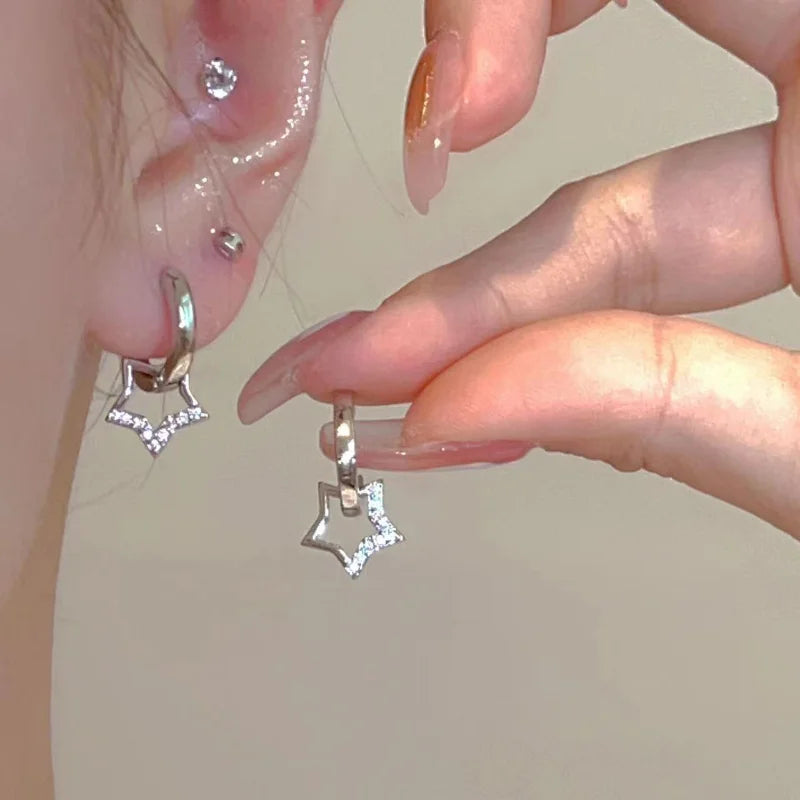 Boucles d'Oreilles Créoles Etoile Pentagonale