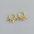 Σκουλαρίκια Κρίκοι με Κρεμαστά Αστέρια και Φεγγάρια χρυσά