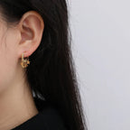 Σκουλαρίκια Κρίκοι με Κρεμαστά Αστέρια και Φεγγάρια χρυσά