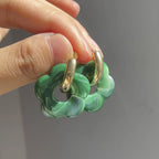 Σκουλαρίκια Κρίκοι με Λουλούδι από Ρητίνη