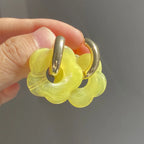 Σκουλαρίκια Κρίκοι με Λουλούδι από Ρητίνη