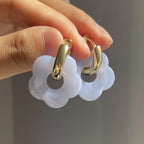 Σκουλαρίκια Κρίκοι με Λουλούδι από Ρητίνη