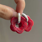 Σκουλαρίκια Κρίκοι με Λουλούδι από Ρητίνη