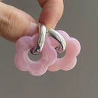 Σκουλαρίκια Κρίκοι με Λουλούδι από Ρητίνη