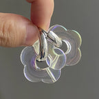 Σκουλαρίκια Κρίκοι με Λουλούδι από Ρητίνη