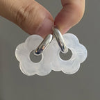 Σκουλαρίκια Κρίκοι με Λουλούδι από Ρητίνη