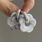 Σκουλαρίκια Κρίκοι με Λουλούδι από Ρητίνη