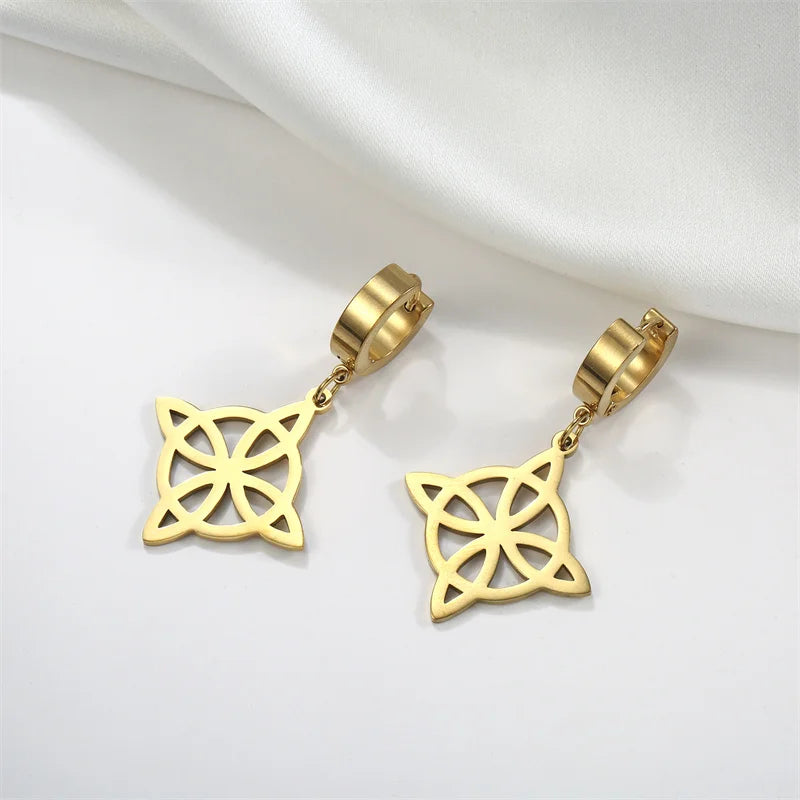 Σκουλαρίκια Κρεολές Κρεμαστά Κόμπος Μάγισσας Προστασία Γυναίκα Wiccan χρυσά