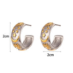 Σκουλαρίκια Κρίκοι Ρετρό Ήλιος ασημένια