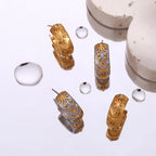 Σκουλαρίκια Κρίκοι Ρετρό Ήλιος χρυσά