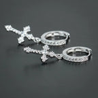 Σκουλαρίκια Σταυρός Διακριτικός Άνδρας Γυναίκα ασήμι στυλ 1