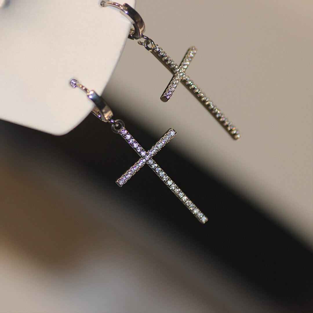 Σκουλαρίκια Σταυρός Ζιργκόν Κρίκος 