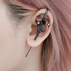 Boucles d'oreilles "Ear Cuff" croissant de lune et étoiles noir
