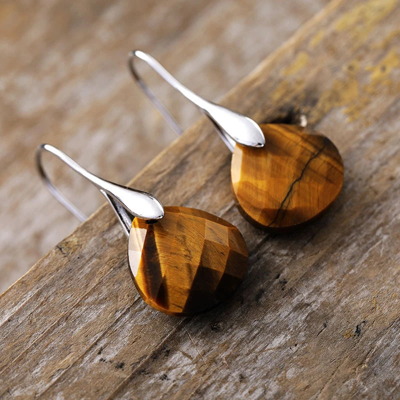 Σκουλαρίκια Γυναικεία Μάτι Τίγρης ασημί