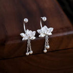 Σκουλαρίκια Γυναικεία Κρεμαστά Λωτός Ασημένια 