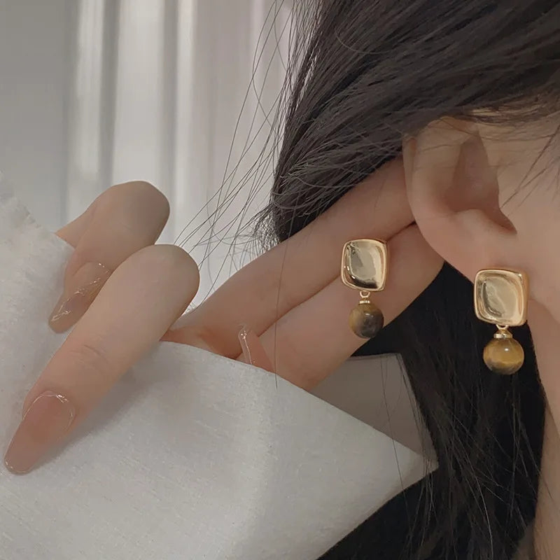 Σκουλαρίκια Γυναικεία με Πέτρα Μάτι Τίγρη