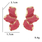 Σκουλαρίκια Μισό-Λουλούδι με Καρφί Κόκκινα Πέταλα