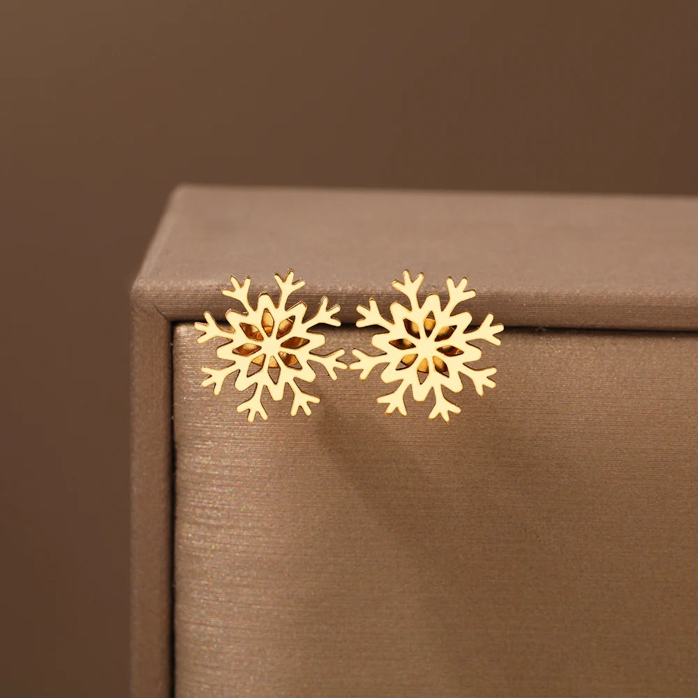 Σκουλαρίκια Κλιπ Χιονονιφάδα Γυναικεία χρυσά