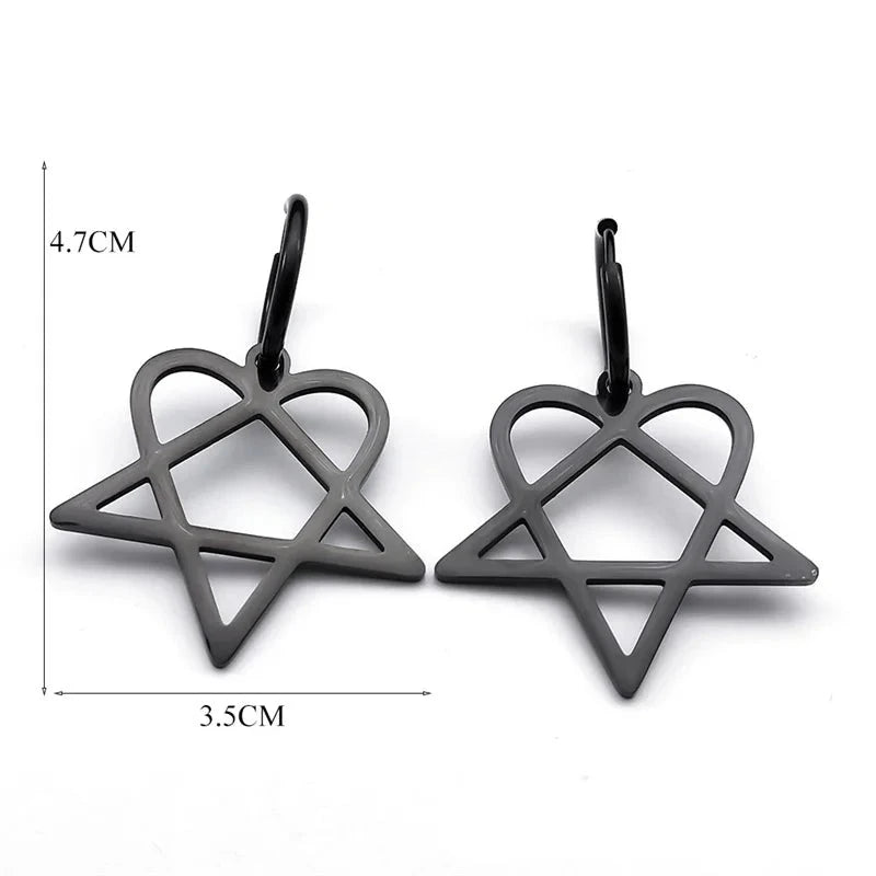 Σκουλαρίκια Γοτθικά "Heartagram" Καρδιά Πεντάγραμμα 