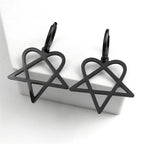Σκουλαρίκια Goth "Heartagram" Καρδιά Πεντάγραμμο μαύρο