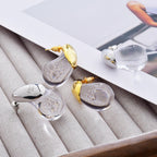 Σκουλαρίκια καρφίτσα με διάφανο σταγονίδιο νερού χρυσά