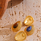 Σκουλαρίκια σταγόνα με υφή από πέτρα tiger eye